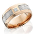 14k Rose Gold with Meteorite Inlay and 1/10ct Diamond 9mm Extra Wide Flat Band